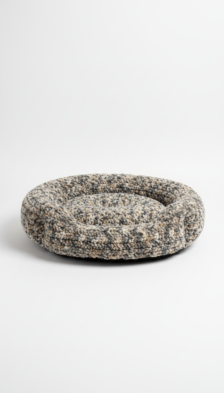 Boucle pet bed with plush cushioning